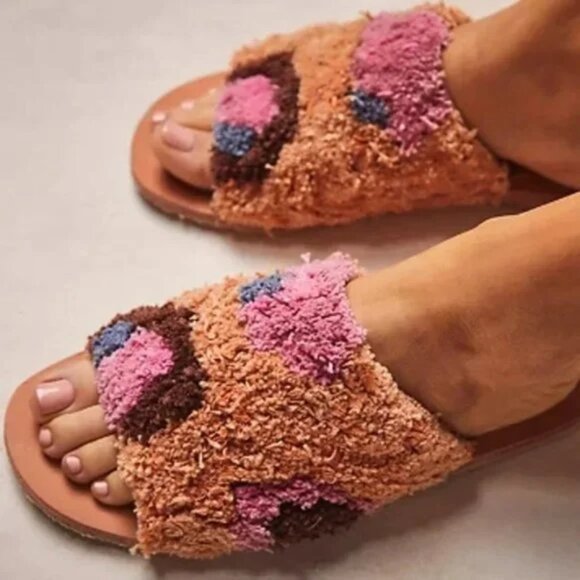 NWOT Free People Yuma woven "shag" peep toe sandal mules, 41 - Picture 2 of 16